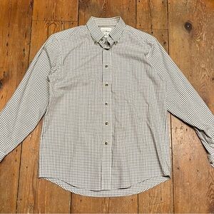 L.L. Bean Men's Medium Casual Checkered Shirt - White and Brown